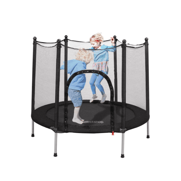 Trampolín Tucson Infantil Brincolin Niños 55'' Negro Con Red De Seguridad Para Niños Estructura De Acero