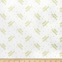 Camelot Fabrics Disney's Mary Poppins Logo Polka Dots White Metallic 100% Cotton Fabric sold by the yard