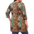 thumbnail image 5 of WellSize Plus Size Womens Tunic Tops 3/4 Sleeve Dressy Fall Blouses Casual V Neck Floral Shirts Tunics for Leggings, 5 of 8