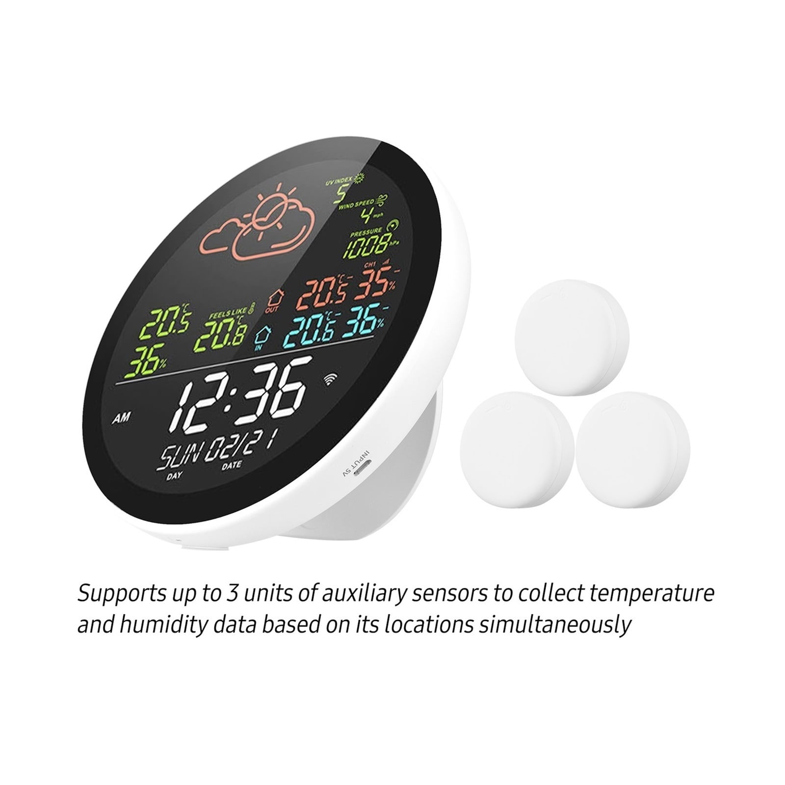 Weather Station with Clock Temperature & Humidity Meter Large Weather Clock Temp Humidity Gauge ,Weather Forecast