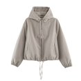 thumbnail image 5 of Plaid Zip Up Jacket Casual Long Sleeve Collared Lightweight Fall Coat Women Street Outerwear(Big & Tall,XS), 5 of 9