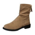 thumbnail image 2 of Wowcloth Women's Fashion Casual Ankle Boots - Comfort Plus Size Winter Shoes with Round Toe, Back Zipper and Low Block Heel for Daily Wear, 2 of 9
