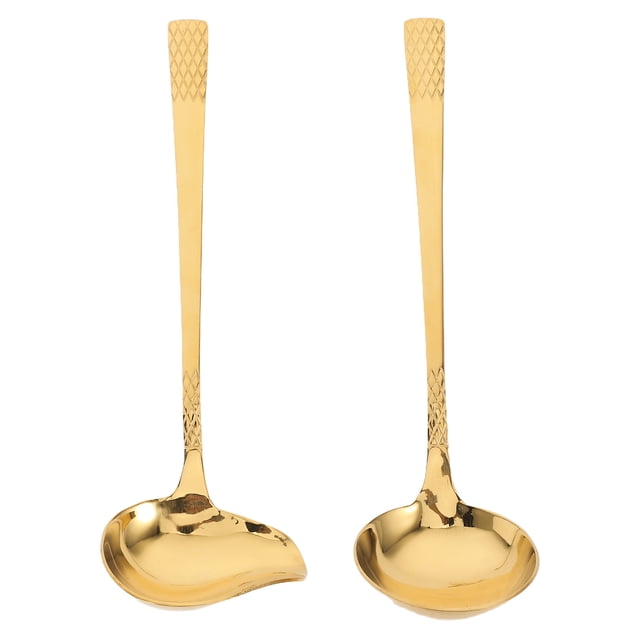 2 cucharas de acero inoxidable para salsas con pico vertedor, cucharón pequeño para sopa, ideal para servir salsas y jugos.
