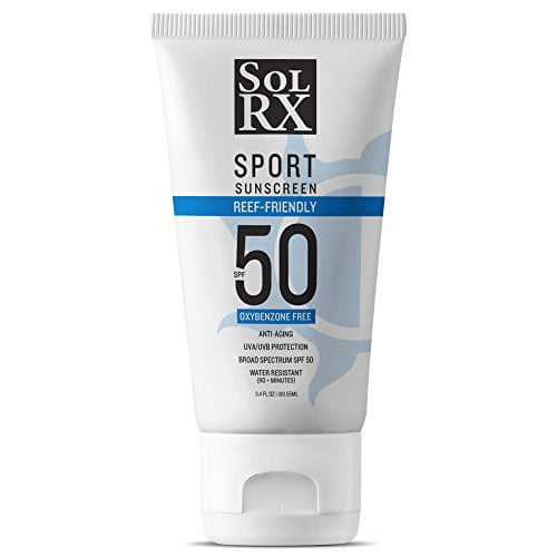 SolRX SPORT SPF 50 Sunscreen - Oxybenzone Free, Fragrance Free - 3.4 oz Tube