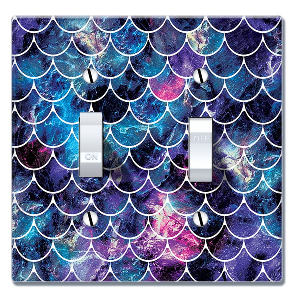 Metal Light Switch Cover Wall Plate Mermaid Seahorse Glitter Pastel MER029