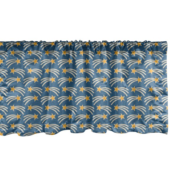 Ambesonne Sky Valance Pack of 2, Stars with Tails Ornament Art, 54"X18", Slate Blue Earth Yellow