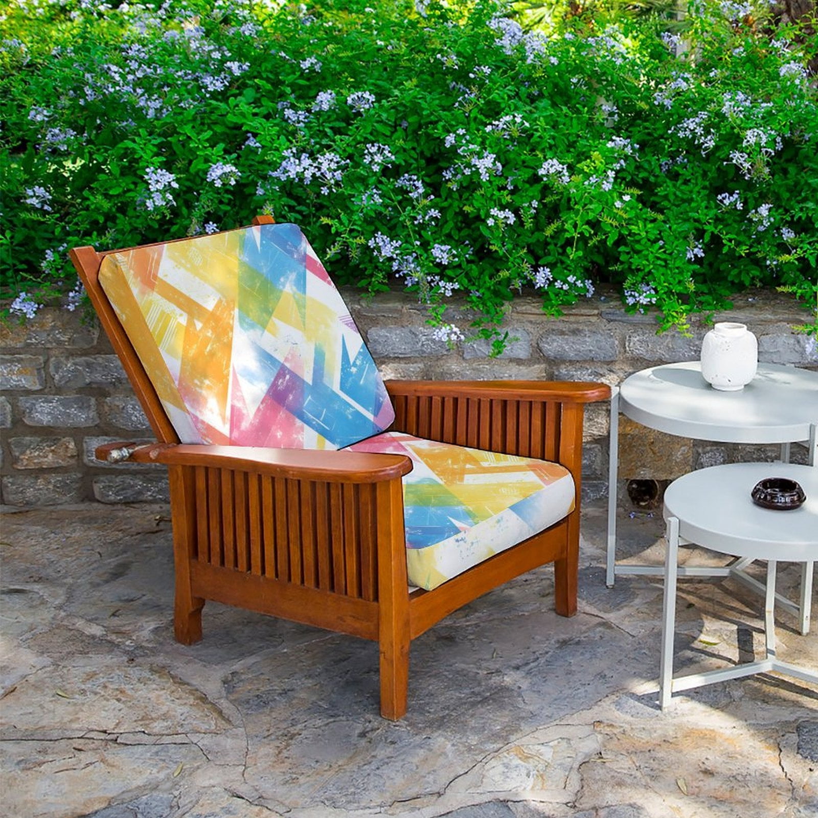 Outdoor Waterproof Sofa Cover Waterproof And Windproof Pull Rope Design Can Adjust The Size Of The Sofa Easy To Disassemble AliceBlue Tie-dye Background Rainbow Colors (2) 20x18x4in
