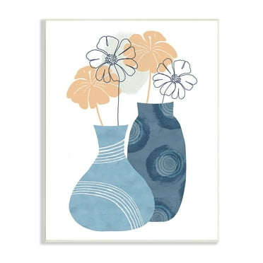 Stupell Industries Flower Blossom Patterned Vase Petals Outline Collage Wood Wall Art, 10 x 15, Design by Nicholas Holman