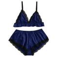 thumbnail image 2 of Lefu Ensemble de Pyjama en Satin de Soie pour Femmes Haut Short Lingerie Sexy, 2 of 9