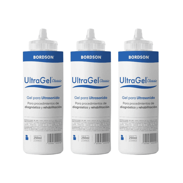 Tripack UltraGel Classic Bordson - Gel Conductor para Ultrasonido Azul 3 piezas de 250 ml c/u - Diagnóstico y Rehabilitación - Bordson Classic