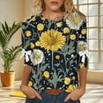 thumbnail image 4 of Women's 3/4 Sleeve Summer Tops Casual Round Neck Tshirts Vintage Floral Print Blouse Three Quarter Length Sleeve Tops Plus Size Clothes for Women, 4 of 6