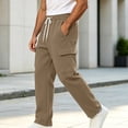 thumbnail image 6 of Dvprdro Mens Sweatpants Cargo Wide Leg Elastic Waist Drawstring Baggy Pants Casual Athletic Open Bottom Lounge Workout Outdoor Joggers with Pockets, 6 of 7