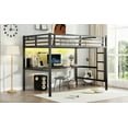 thumbnail image 5 of Yoneston Metal Full Loft Bed with Desk Power Outlet & LED Light Kids Loft Bed Frame with Full-Length Guardrail, Black, 5 of 8