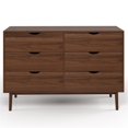 thumbnail image 2 of Pemberly Row Contemporary Scandinavian 6-Drawer Dresser in Walnut, 2 of 6