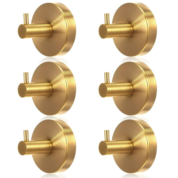 Ganchos con ventosa Shimeyao de acero inoxidable dorado, paquete de 6