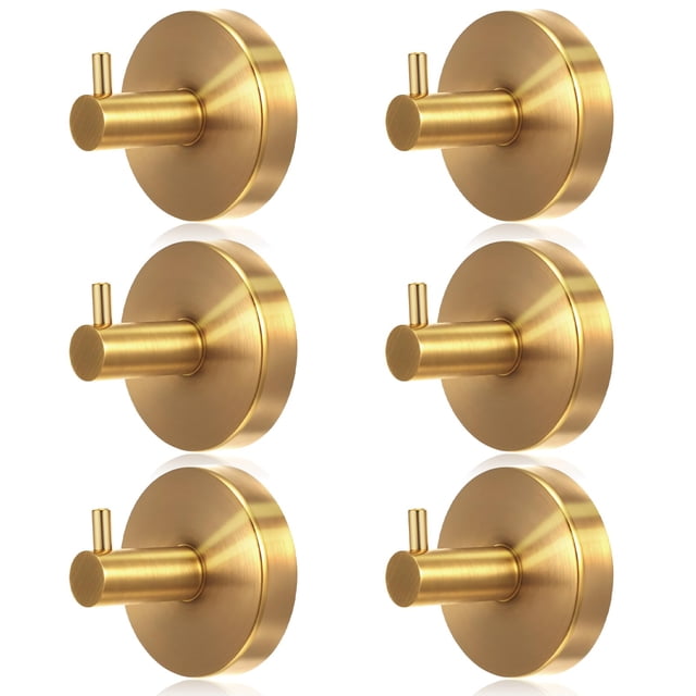 Ganchos con ventosa Shimeyao de acero inoxidable dorado, paquete de 6