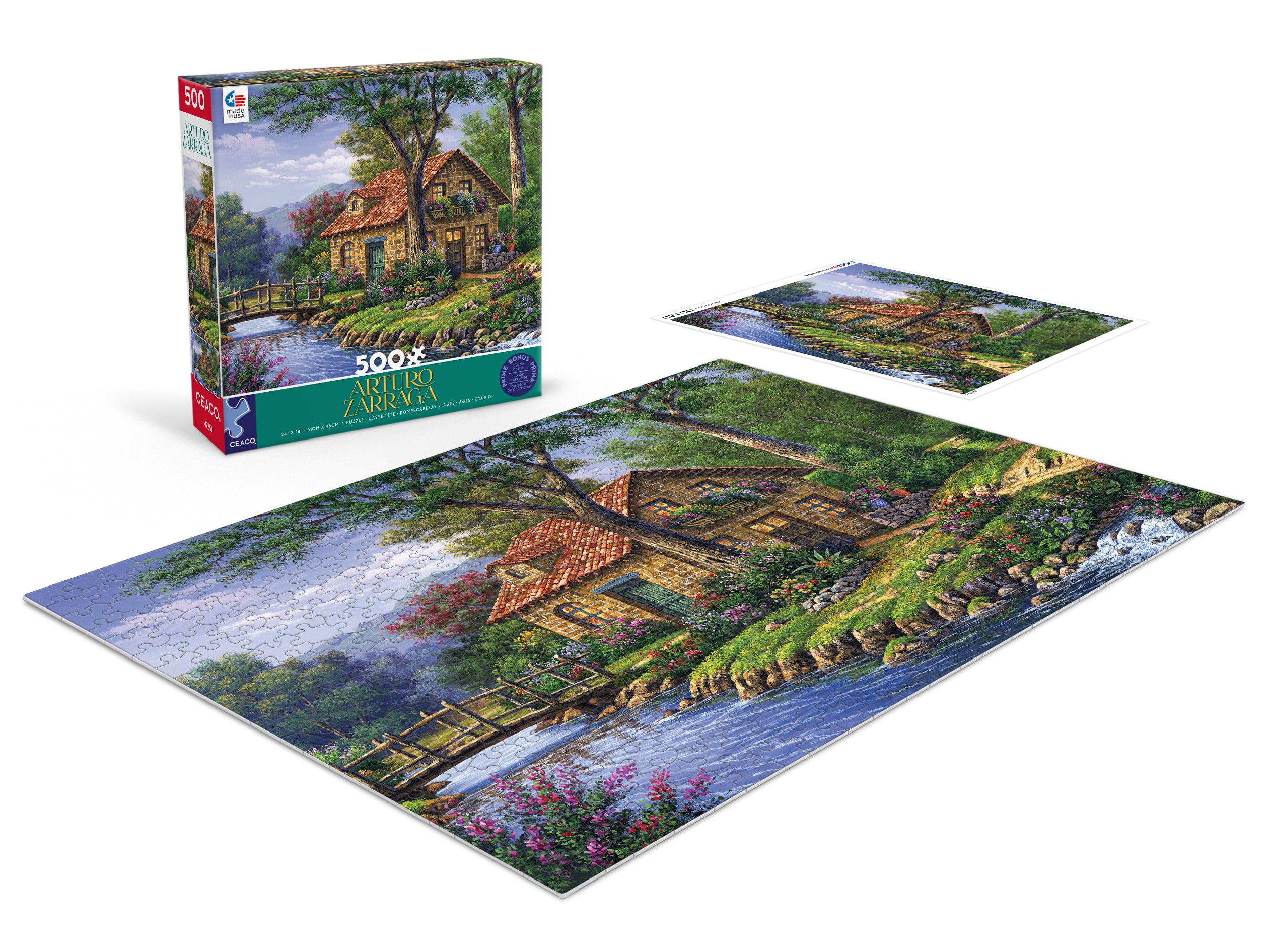 Ceaco - Arturo Zarraga - Cottage by the River - 500pc Piece Interlocking Jigsaw Puzzle