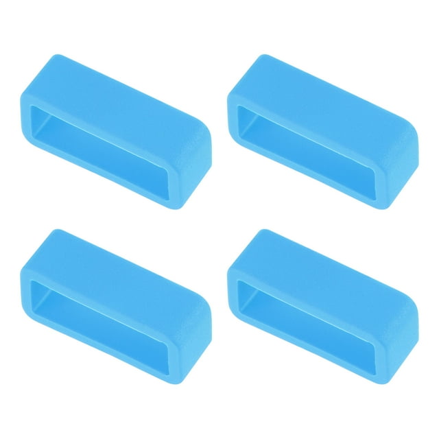 Unique Bargains Watch Band Strap Loops Silicone Watch Holder Keeper for 18mm Width Watch Band, Light Blue 4 Pack