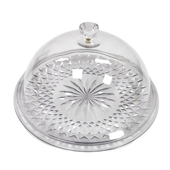 Cake Plate Cookie Tray Food Platter with Dustproof PET Lid for Kitchen Fruit Shop and Appetizer Service
