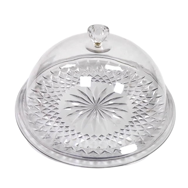 Plato para tartas, soporte para tartas, bandeja redonda visible multiusos con cúpula para aperitivos, repostería, comida cocinada, fiestas, frutería. Sin soporte