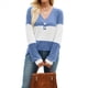 thumbnail image 1 of Camiseta Holgada con Botones y Cuello en V de Larga para Mujer, Otoño e Invierno 2025, con Contraste de Color Color Azul XL, 1 of 10