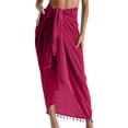thumbnail image 2 of Sarong Cover Up Womens Beach Cover Up Bikini Bathing Suit Swimsuit Swimwear Coverup Sarong Pareo Wraps for Women Hot Pink One Size, 2 of 5