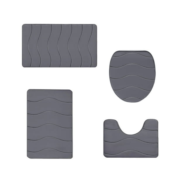 Alfombras de baño, alfombras para sala de estar, alfombra de área, alfombra de baño de espuma, juego de 4 alfombras de baño para 4 piezas, alfombrillas de inodoro universales, suaves, cómodas, con abs