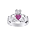 thumbnail image 1 of RYLOS Rings Sterling Silver Claddah Love, Loyalty & Friendship Heart 6MM Gem Irish Wedding Band Claddagh Rings July Star Ruby Jewelry Size 11, 1 of 6