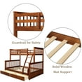 thumbnail image 4 of Triple Tree Twin Over Full Bunk Bed with Two Storage Drawers, Safety Guardrail and Ladder, Convertible to 2 Separated Frames, Walnut, 4 of 7