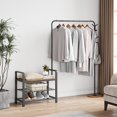 thumbnail image 3 of 3-in-1 Hall Tree Coat Rack, Entryway Bench with Storage, Multifunctional Organizer with Hooks, Hanging Rods & Shoe Rack, Rustic Wood Look Furniture for Entryway, Bedroom, Living Room, 3 of 9