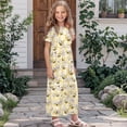 thumbnail image 3 of Uourmeti Cute Bees Daisy Print Girls Summer Maxi Dress Tween Cute Back to School Outfits Short Sleeve Dresses with Pockets, Size 9-10 Years, 3 of 7