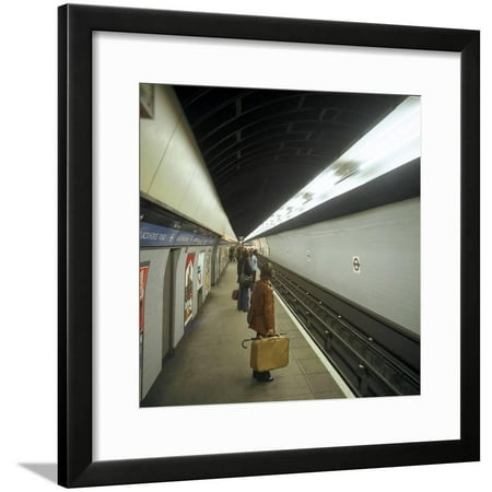 Passengers Waiting at Blackhorse Tube Station on the Victoria Line, London, 1974 Framed Print Wall Art By Michael