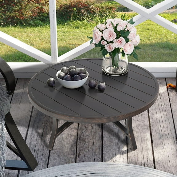 Ulax Furniture Outdoor All-Weather Aluminum Round 45" Coffee Table