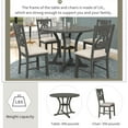 thumbnail image 5 of Highsound 5-Piece Round Dining Table Set, Modern Stylish Kitchen Dining Table Set with Four Chairs w/ Special-shaped Legs and Hollow Chair Back for Dining Room (Gray), 5 of 9