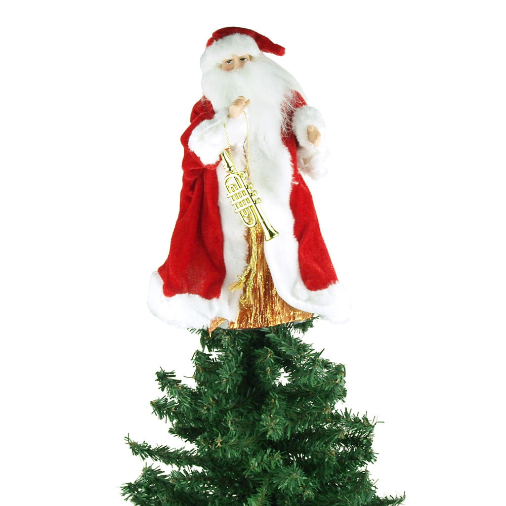 Santa Claus Christmas Tree Topper, Red/White, 9-Inch - Walmart.com