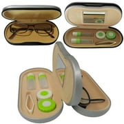 Evelots Contact Lens Case-Double Sided-Mirror-Rigid Out/Soft In-Travel-3 Colors