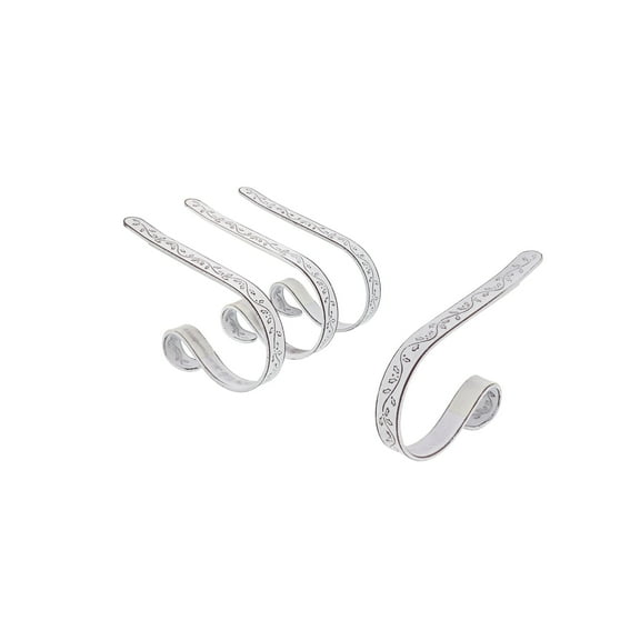 Haute Decor The Original MantleClip® Stocking Holder - Embossed Holly - Whitewash Size: 4 Pack