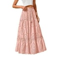 thumbnail image 2 of Taylonsss Women Boho Casual Skirts Summer 2025 Lace Embroidery Eyelet Elastic Waist Flowy Tiered Beach Fall Maxi Skirt, 2 of 7