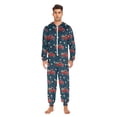 thumbnail image 5 of Adult Christmas Onesie Blue Background with Retro Car Pattern Zipper One-Piece Pajamas Unisex with Pockets, 5 of 6