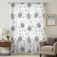 thumbnail image 2 of Grey Black Flower Semi Sheer Curtains Drapes for Living Room,Bedroom,French Doors Window 45 Inches Long,Spring Watercolor Floral Plant Textured Rod Pocket Chiffon Curtain Voile Drapery Panel, 2 of 8