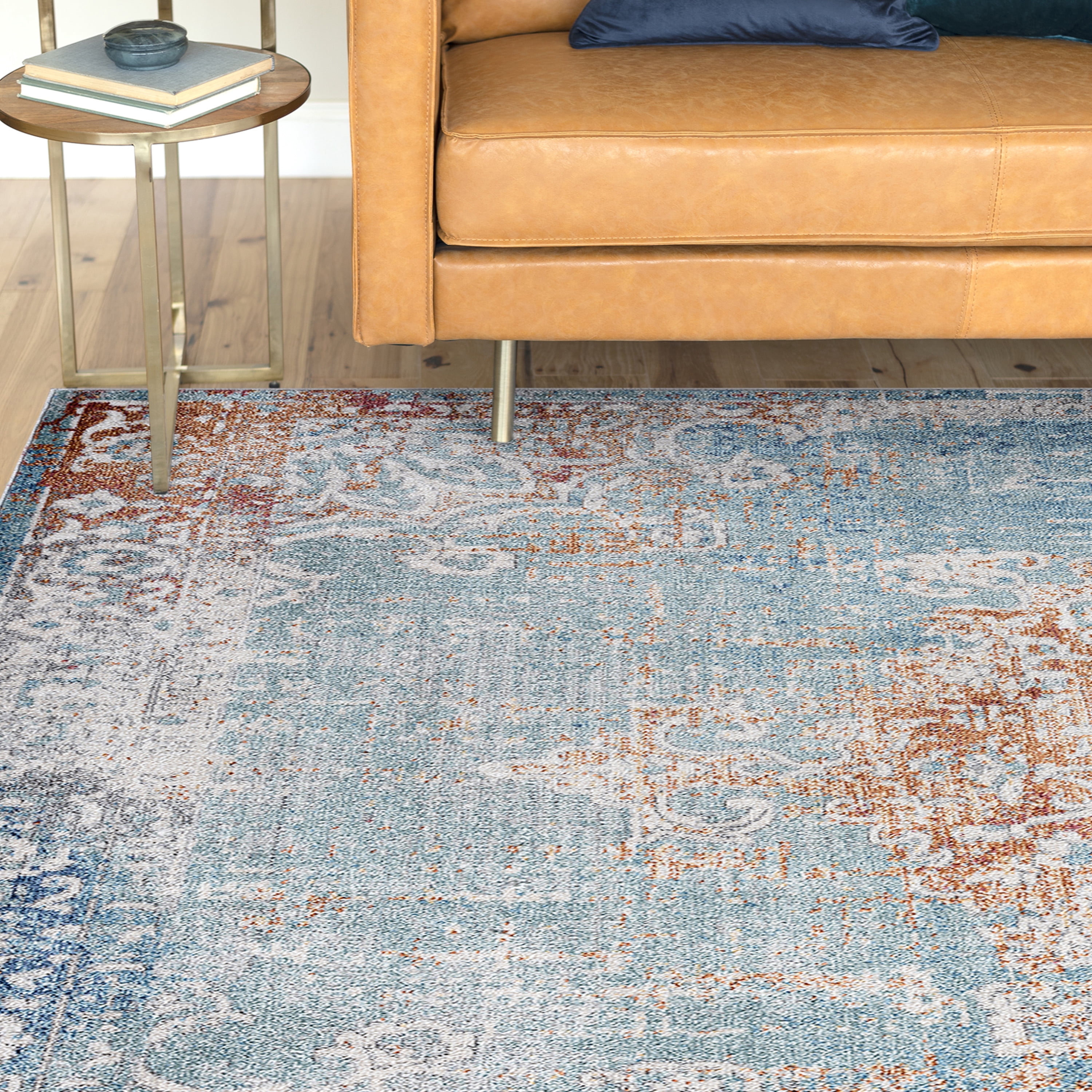 Transitional 2x3 Area Rug (2' x 3'4'') Oriental Navy, Gold Indoor Scatter Easy to Clean