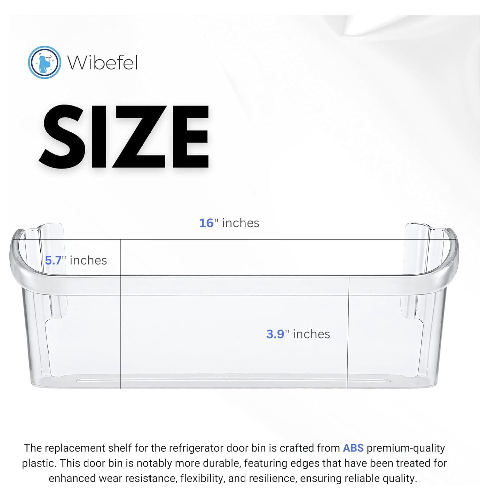 Refrigerator Lower Door Shelf Bin Replacement Part Clear Plastic for Kitchen Fridge Storage Organization Accessory