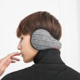 thumbnail image 4 of Orejeras de invierno Orejeras cálidas para hombres Orejeras para mujeres Orejeras de lana Orejeras de felpa plegables para llevar en la parte posterior, 4 of 5
