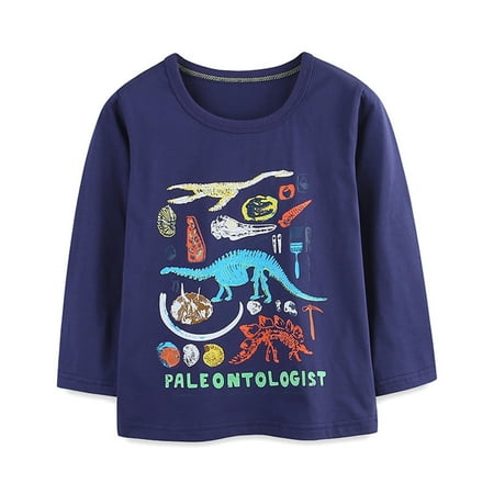 Mrzhqd Toddler Boys Hoodies Sweatshirts Size 6-7 Years Long Sleeve Crewneck Pullover Cartoon Print Shirts Long Sleeve Cute Print Boys Tops Dark Blue
