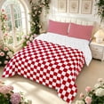 thumbnail image 2 of Manfei Modern Checkered Queen Comforter Set,Geometric Plaid Comforter Sets Queen,Dark Red White,Reversible,3 Pieces,1 Comforter and 2 Pillowcases,3 Pieces,1 Comforter and 2 Pillowcases, 2 of 7