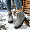 thumbnail image 3 of Bnwani Womens Boots,Winter Boots,Non-slip,Round Toe,Lace-Up,Warm,Gray,36(US:5.5), 3 of 7