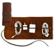 Personalized Genuine Leather Multi Cable Organizer, Large