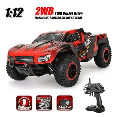 1/16 Scale 2.4GHZ Remote Control Truck Electric RC Car High Speed Monster Off Road Red Good Crash Resistance Christmas Kid Birthday Toy (Best Off Road Nitro Rc Truck)