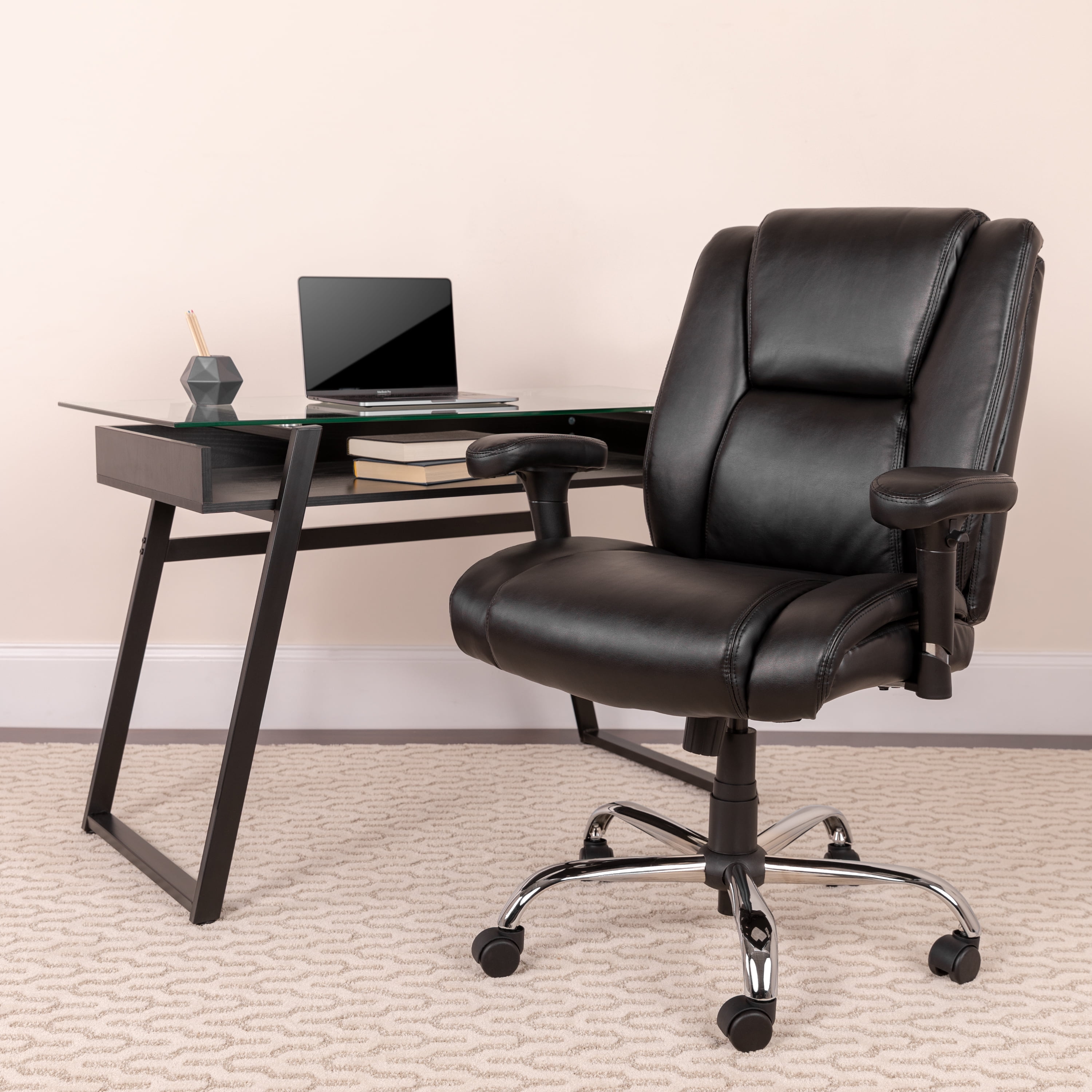 Flash Furniture HERCULES Series Big & Tall 400 lb. Rated Black LeatherSoft Ergonomic Task Office