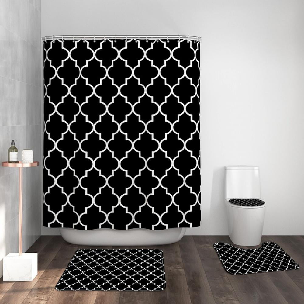 Details about   4Pcs Shower Curtains Set Waterproof Anti-skid Bath Rugs Bathroom Home Art  New 
